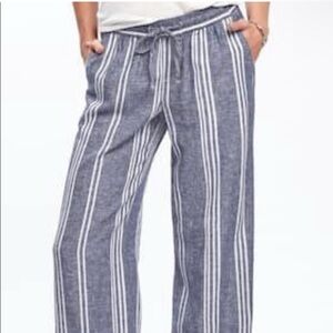 New Old Navy High-Waisted Stripe Linen-Blend Wide-Leg Pants for Women